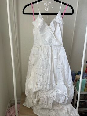 Betsey Johnson White Eyelet Maxi Dress Size 8